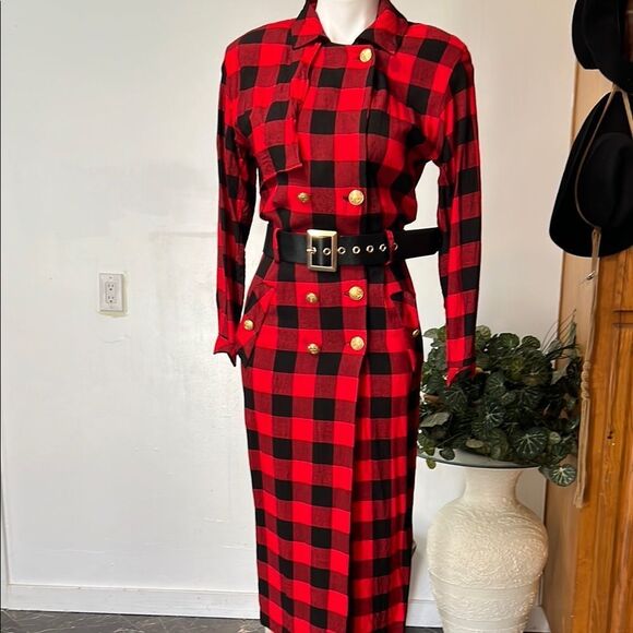 R.J .stevens by carol escrito Dresses & Skirts - R.J. Steven by carol escritor vintage Plaid Red and Black Women's Dress